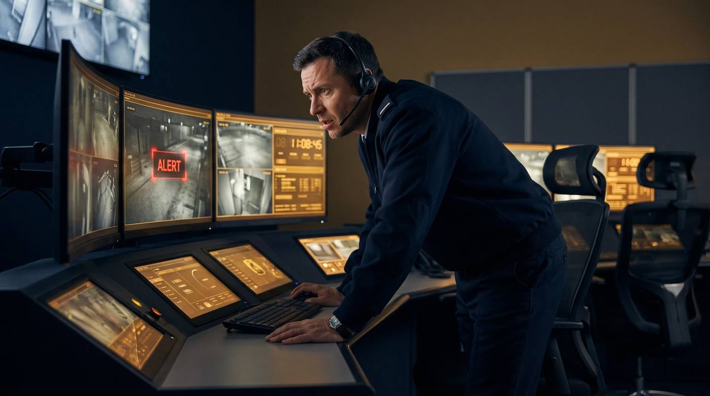 Control room operator responding to an alert