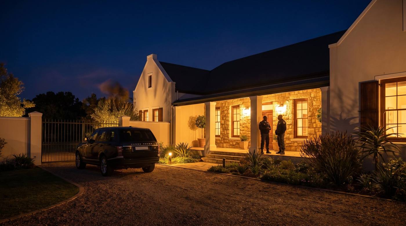 Secured property at night, situation resolved